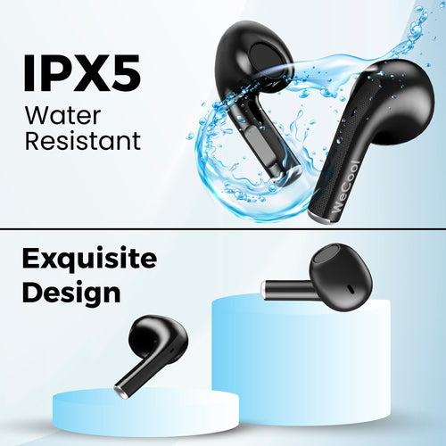 Wecool Moonwalk M3 ENC Earbuds with Bluetooth V 5.3, High Bass For Music Lovers, Touch Control Earpods With HD Stereo Sound, 32 Hours Battery, Digital Display, IPX 5 (Black)