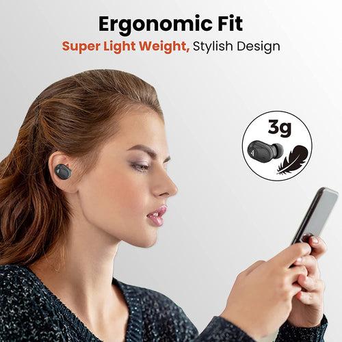 Wecool Moonwalk M1 ENC True Wireless in Ear Earbuds with Mic, Titanium Drivers for Rich Bass Experience, 40+ Hours Play Time, Type C Fast Charging, Low Latency, BT 5.3, IPX5, Deep Bass (Black)