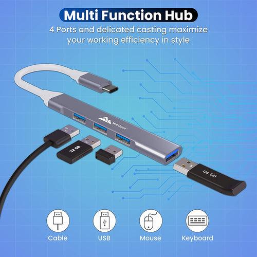 WeCool 4-in 1 USB Hub ( Type C to 4 USB-A Ports ) with Fast Data Transfer , USB C Hub with USB 2.0 and 3.0 Ports, Compatible with Laptops, PC , MacBook and Smartphones Type C Devices