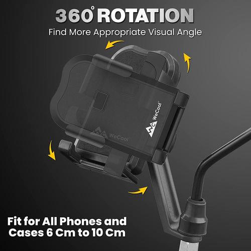 WeCool B2 One Click Button Controlled Mobile Holder for Bikes/Motorcycle/Mobile Holder for Scooty, Ideal for Maps and GPS Navigation with Auto Locking, Anti Shaking, Anti Fall and Firm Grip