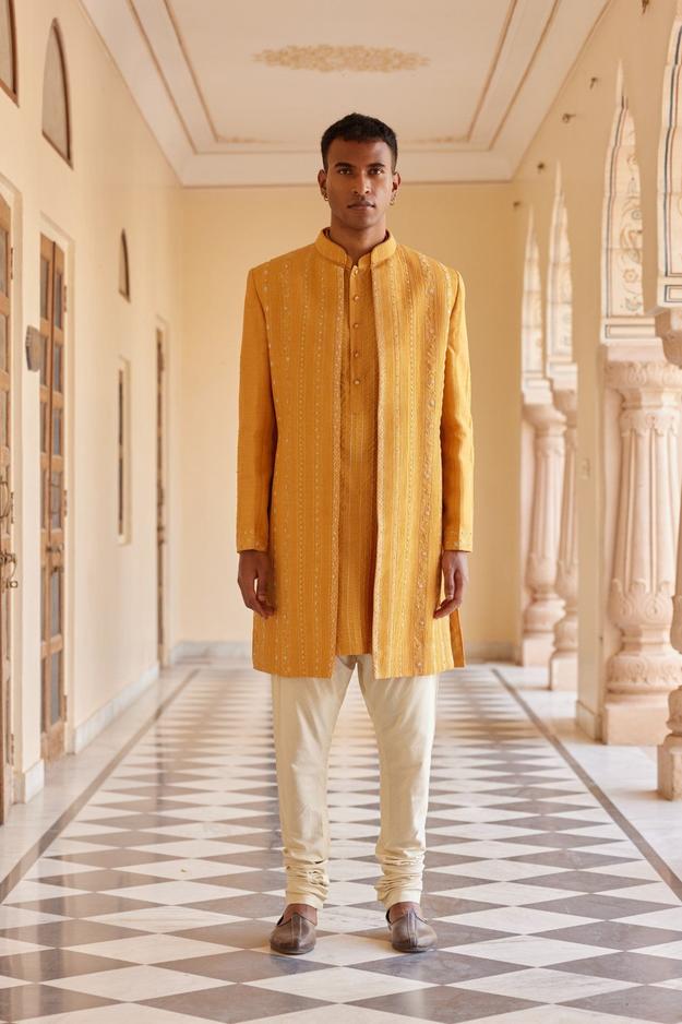 Orange Peel Sherwani Set