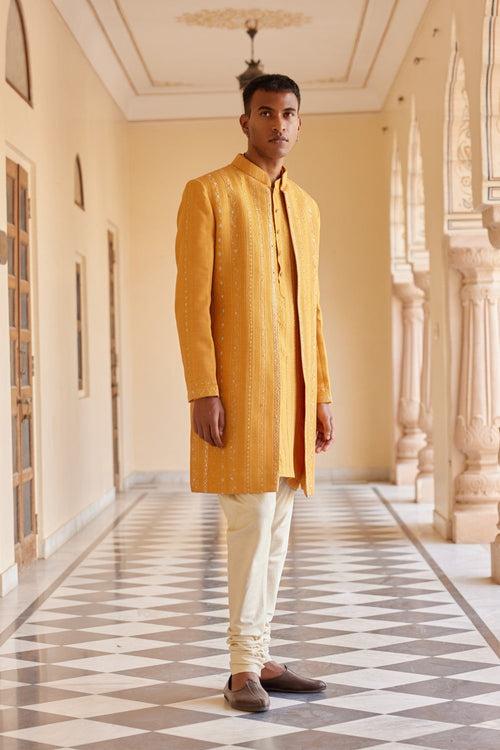 Orange Peel Sherwani Set