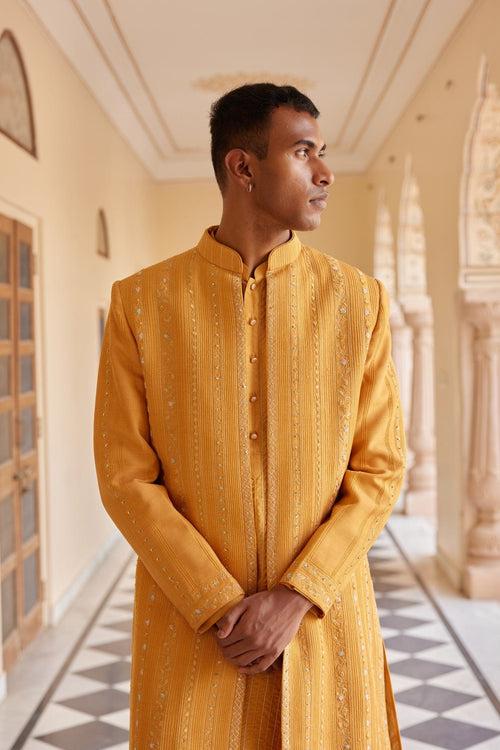 Orange Peel Sherwani Set