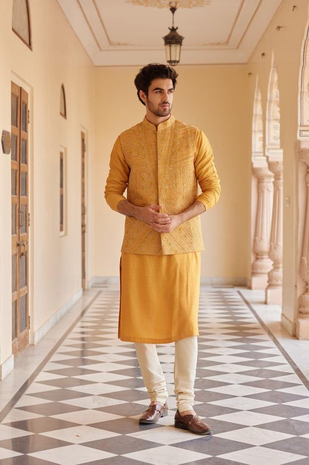 Orange Peel Nehru Jacket Set