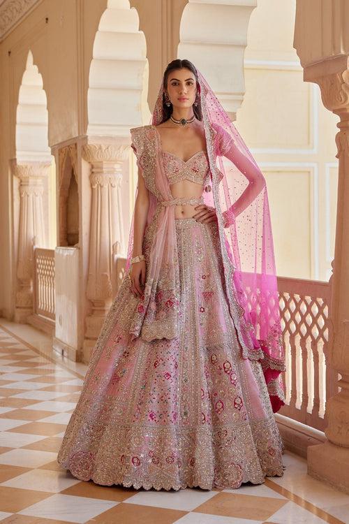 Tea Rose Embroidered Bridal Lehenga Set