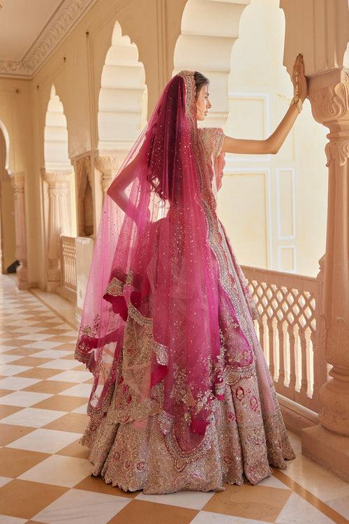 Tea Rose Embroidered Bridal Lehenga Set