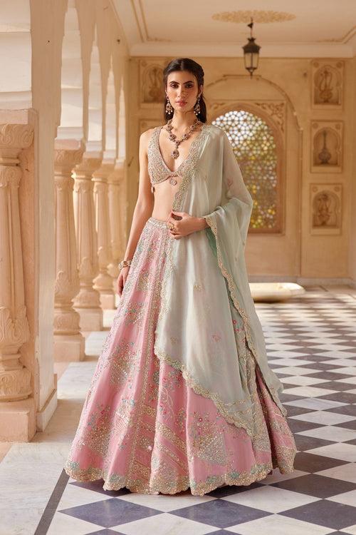 Flamingo Pink Embroidered Lehenga