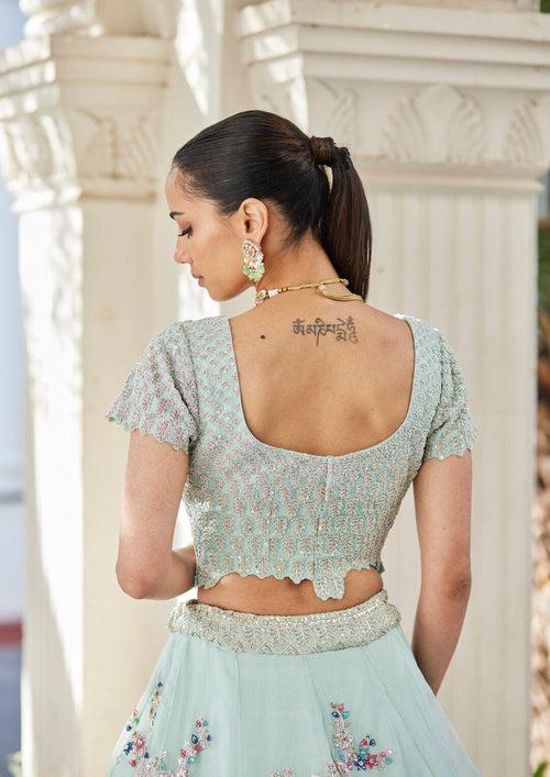 Pastel Blue Embroidered Lehenga