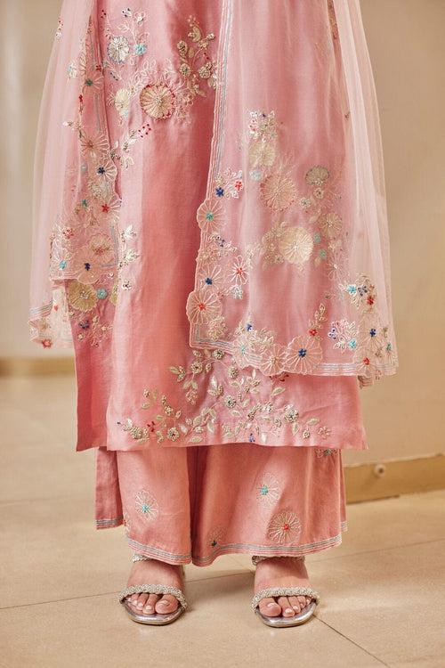 Soft Berry Embroidered Straight Kurta Set