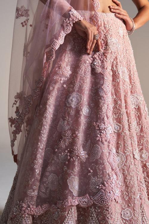 Camellia Pink Organza lehenga