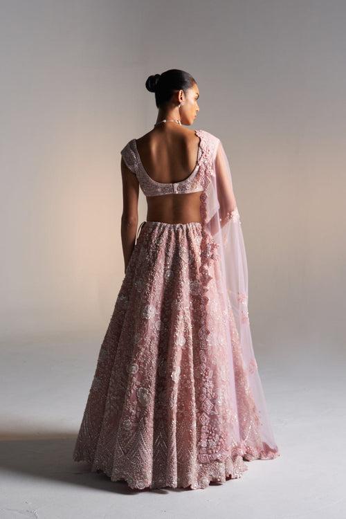 Camellia Pink Organza lehenga