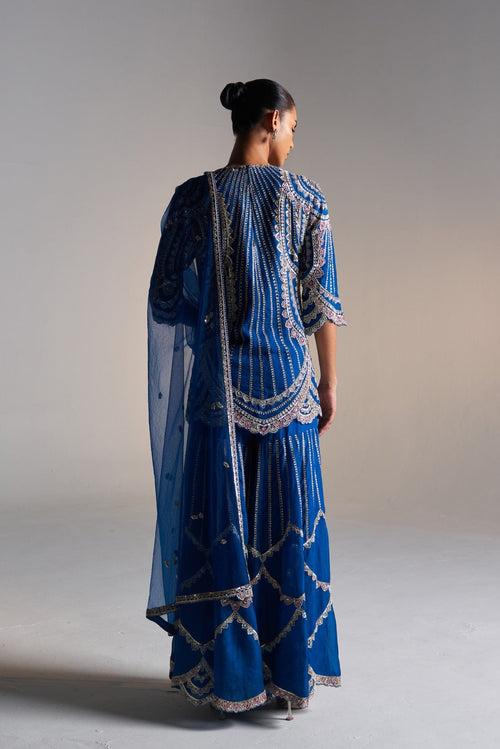 Jade blue sharara set