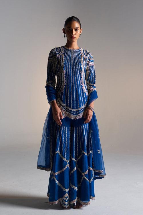 Jade blue sharara set