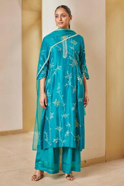 Pine Embroidered Straight Suit