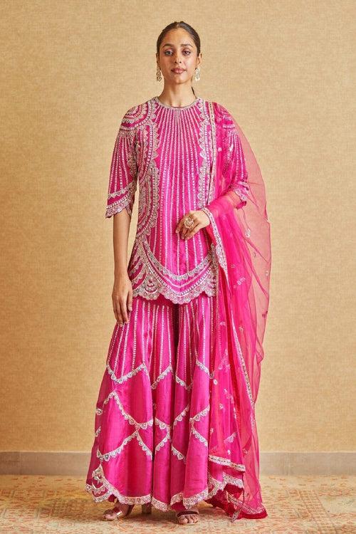 Scarlet Embroidered Sharara Suit