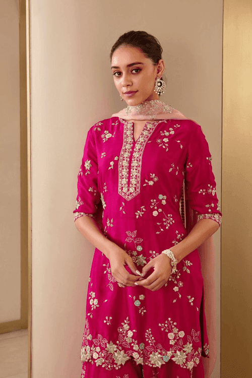 Scarlet Embroidered Sharara Set