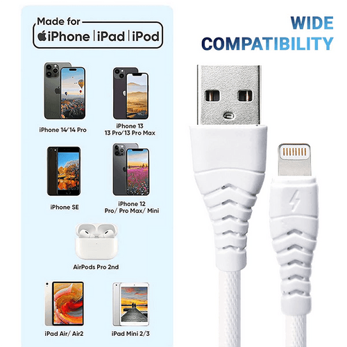 Lightning to USB A Data Sync & Charging Cable Compatible with iPhone, iPad Air, iPad Mini