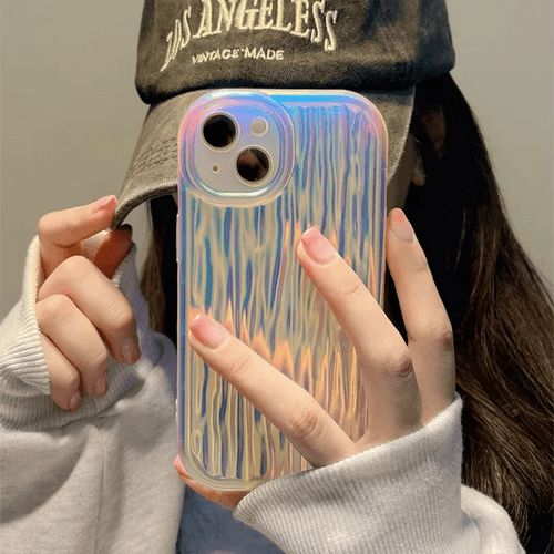 Glossy Gradient Color Laser 3D Stripes Soft TPU Phone Case For iPhone 12 Series