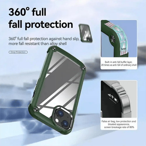 Corner Shockproof Anti-fall Bumper Hard Metal ring Protective Case For iPhone 14 Series