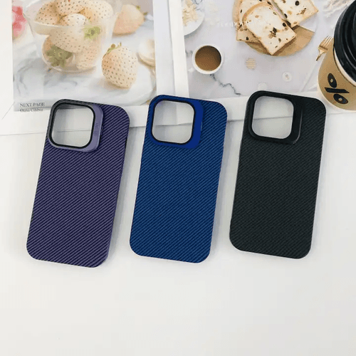 Stent Case with Carbon Fiber Aesthetic and Kickstand Camera Protection for iPhone 15 Series