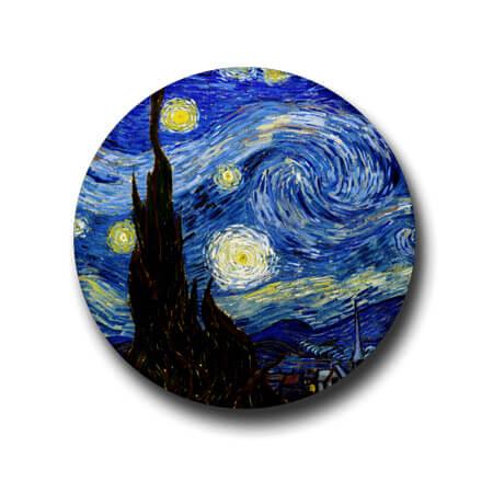 Starry Night Van Gogh Button Badge + Fridge Magnet