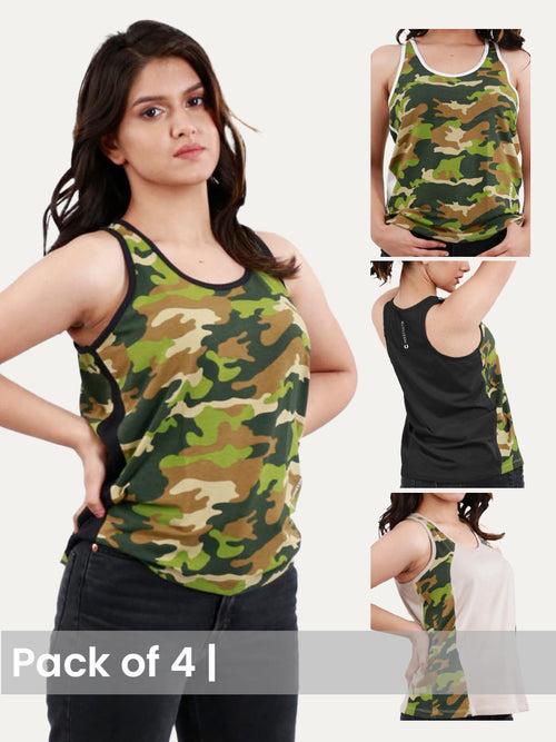 Camouflage Printed Women's Tanks (Pack of 4)