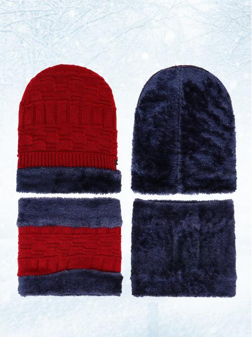 Unisex Woolen Beanie Cap Plus Wrap