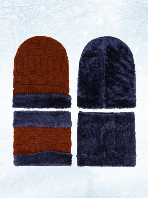 Unisex Woolen Beanie Cap Plus Wrap