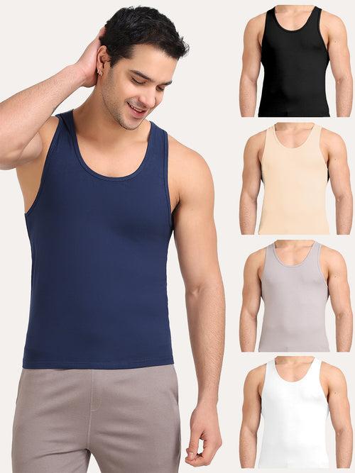 Regular Fit Organic Cotton Comfort Vest for Men-Pack of 5