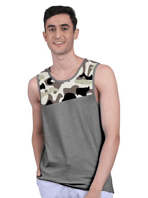 Active Vest For Men's Front Yoke Camouflage Regular Organic Bamboo Vest - Active Fit (Pack of 3)