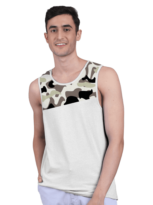 Active Vest For Men's Front Yoke Camouflage Regular Organic Bamboo Vest - Active Fit (Pack of 3)