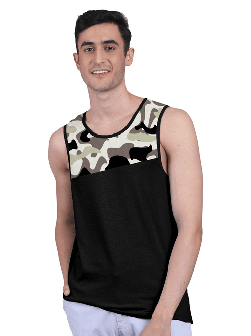 Active Vest For Men's Front Yoke Camouflage Regular Organic Bamboo Vest - Active Fit (Pack of 3)