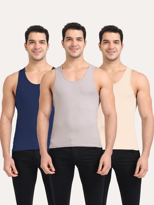 Regular Fit Organic Cotton Comfort Vest for Men-Pack of 3