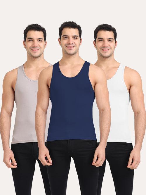 Regular Fit Organic Cotton Comfort Vest for Men-Pack of 3