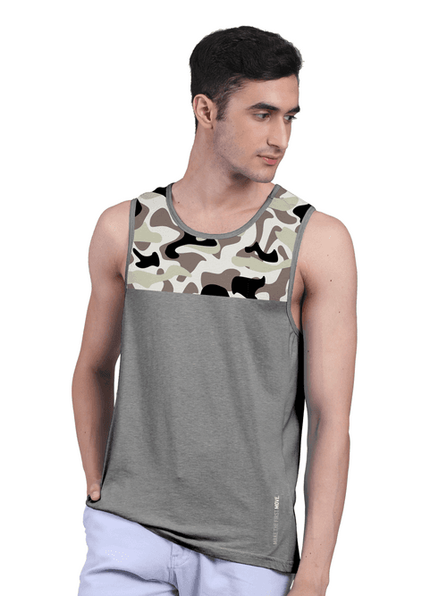 Active Vest For Men's Front Yoke Camouflage Regular Organic Bamboo Vest - Active Fit (Pack of 3)