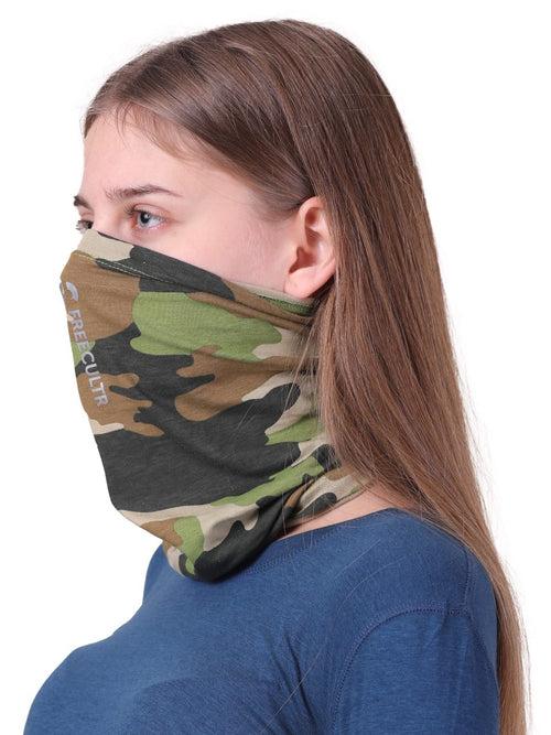 Unisex Organic Bandana Masks - Camouflage Printed with Plain & Printed (Pack of 3)