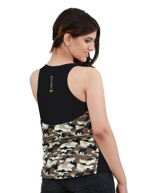 Camouflage Printed Bamboo Tank Top For Women (Pack of 2)