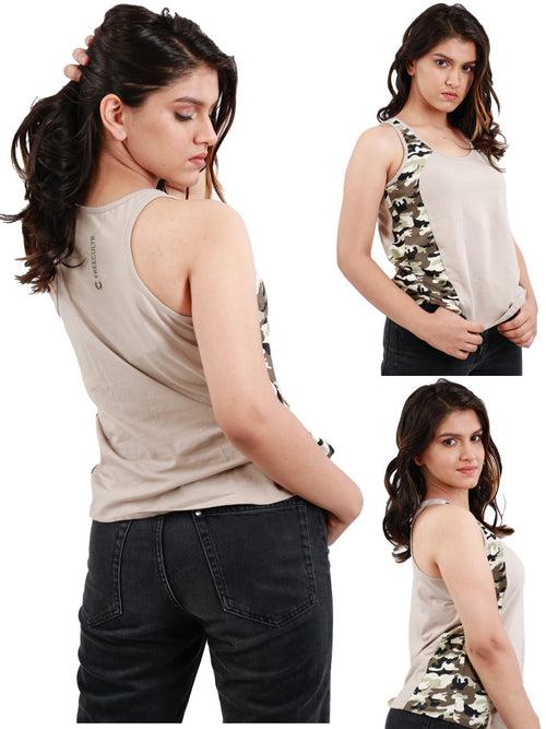 Camouflage Printed Bamboo Tank Top For Women - (Pack of 1)