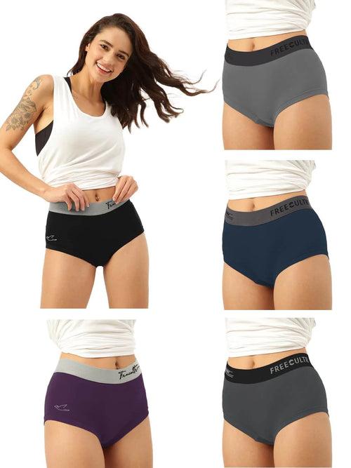 Women's Micro Modal Solid Waistband Boxer Brief With Cult Waistband (Pack of 5)