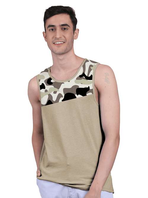 Active Vest For Men's Front Yoke Camouflage Regular Organic Bamboo Vest - Active Fit (Pack of 3)