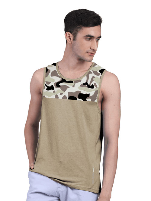 Active Vest For Men's Front Yoke Camouflage Regular Organic Bamboo Vest - Active Fit (Pack of 3)