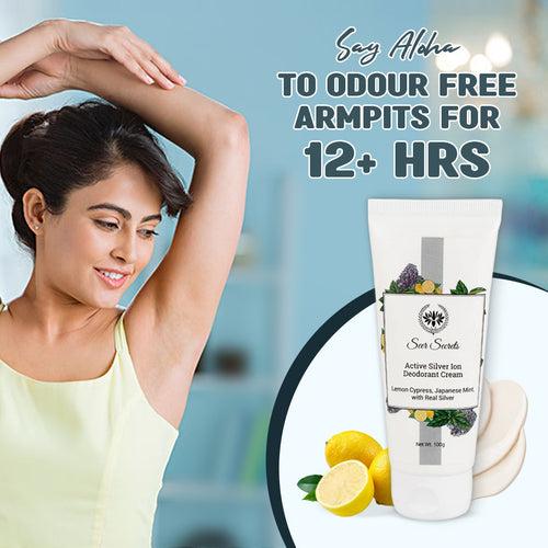 Lemon Cypress Japanese Mint Active Silver Ion Deodorant Cream Tube- For Bacterial Control, 100g