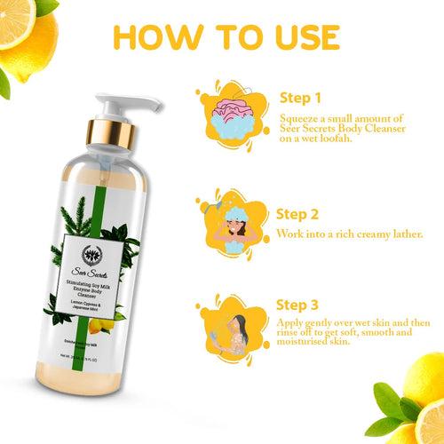 Lemon, Cypress & Japanese Mint Stimulating Soy Milk Enzyme Body Cleanser, 200ml