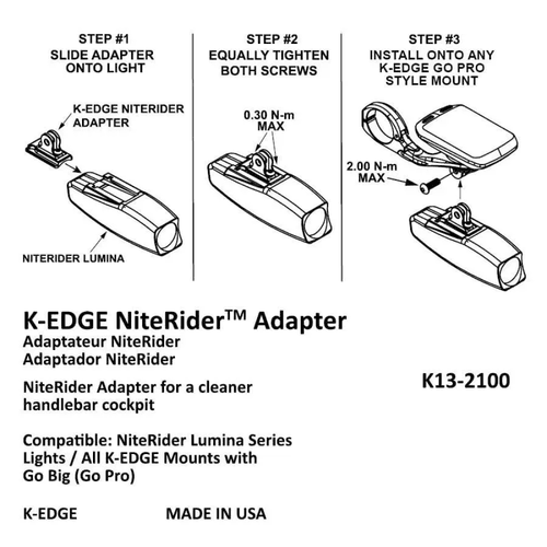 K-EDGE NiteRider Light Adapter