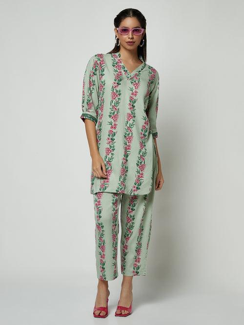 Mint Green Printed Kurta Set