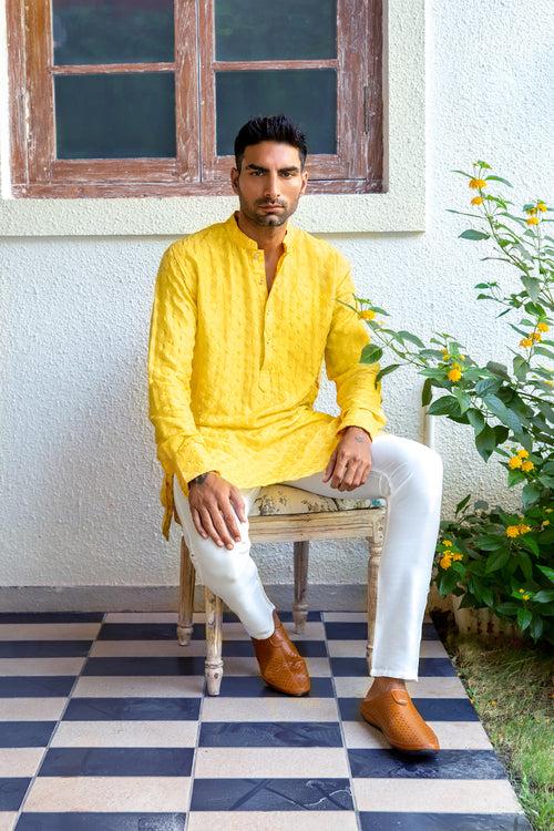 Yellow Embroidered Kurta Set