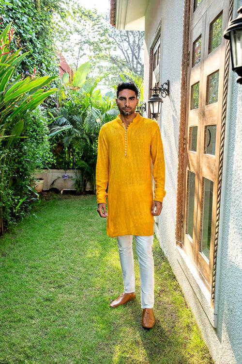 Mustard Embroidered Kurta Set