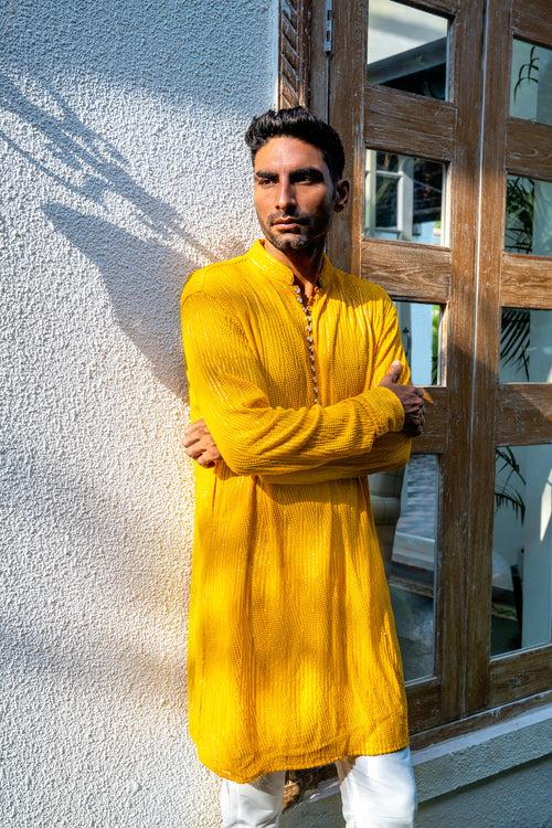 Mustard Embroidered Kurta Set