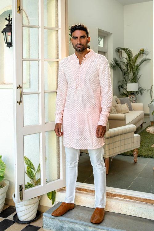 Pale Pink Embroidered Kurta Set