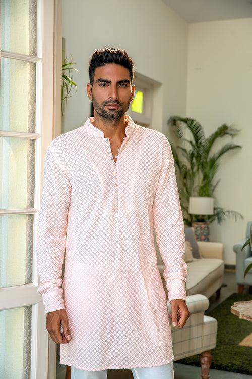 Pale Pink Embroidered Kurta Set